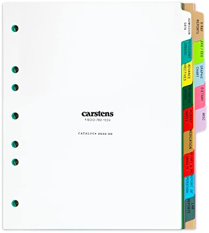 קרסטנס כבד החובה פלסטיק בית חולים מחיצת סט, 14-כרטיסייה, רב צבע, עבור צד-פתיחת 3-טבעת ו 5 - טבעת