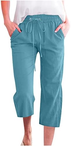 נשים מכנסי קז ' ואל אלסטי מותניים עם כיסי נשים אופנה גבוהה מותן רחב רגל מכנסיים שרוך בתוספת גודל