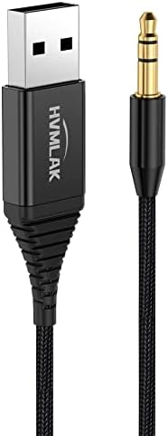 מתאם AUX של HVMLAK Bluetooth לרכב, מקלט Bluetooth 5.2 USB של USB עם ערכת שקע 3.5 ממ AUX מיקרופון קלט