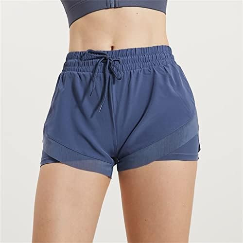 YFDM 2 ב 1 נשים יוגה מכנסיים קצרים כושר כיסים אלסטיים מפעילים אימון חותלות קצרות מכנסי ספורט כושר
