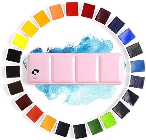 פול רובנס מקצועי 48 צבעים צבעי צבעי מים סט אמן, כולל 24 צבעים חיים + 24 צבע נצנצים + בלוק צבעי מים
