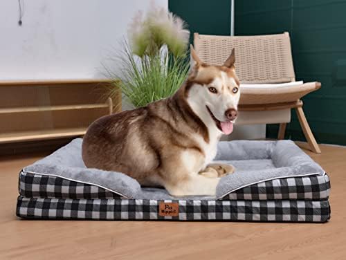 פטיפי אורטופדי כלב מיטה, ביצה-ארגז קצף כלב מיטות עבור בינוני/גדול / גדול במיוחד כלבים-מעוצב קצף ספה עם נשלף רחיץ