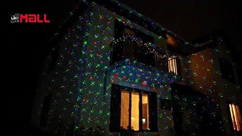 LEDMALL מקרן לייזר לחג המולד אורות בחוץ, תנועה אדומה, ירוק וכחול עם שלט רחוק ומנעול אבטחה