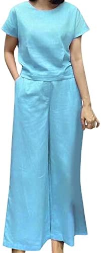 Yalfjv שני חלקים לנשים מכנסיים מתאימים לאופנה מזדמנת של נשים 2 תלבושות תלבושות שרוול קצר חולצה מכנסי