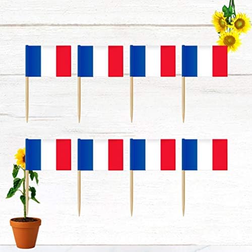 סטובוק כיסויי הקאפקייקס 100 יחידות צרפת דגל צרפתית יד כף מיני קטן מקל דגלי מסיבת בכיתה גן פסטיבל מועדוני
