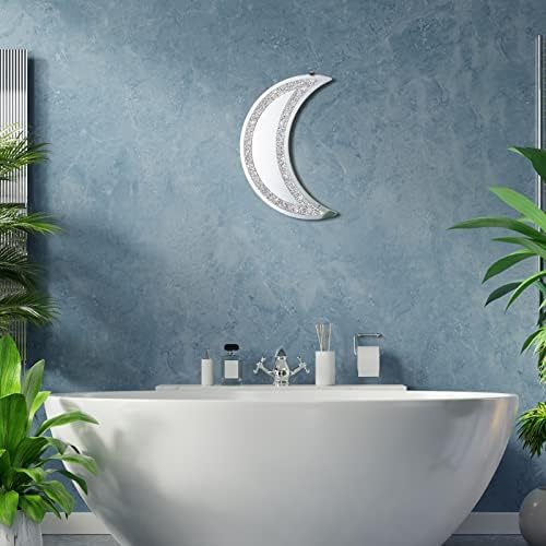 מייטיס ירח קריסטל למחוץ יהלומי מראה עבור עיצוב הבית גליטר מסגרת דקורטיבי ירח קיר מראות בוהמי בית