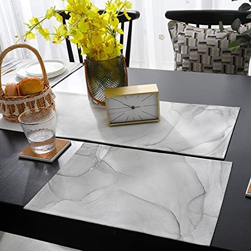 רץ שולחן צבעים ומצב פיקסמטים מוגדרים לשולחן אוכל, מרקם שיש מודרני כותנה לבנה אפור מודרנית ובידוד