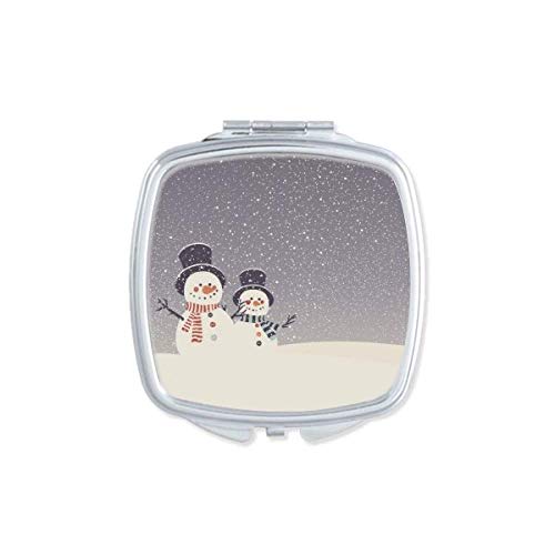 מאס שלג פתית שלג פסטיבל מראה נייד קומפקטי כיס איפור כפול צדדי זכוכית
