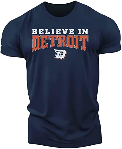 חולצת טריקו של דטרויט לגברים - חולצות דטרויט אתלטיות - הלבשה לסגנון וינטג 'של דטרויט סיטי
