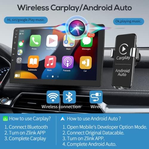 סטריאו לרכב אנדרואיד לפורד פוקוס 2012 - 2018 עם Apple Carplay, Rimoody 9 אינץ 'מסך מגע רדיו רדיו עם