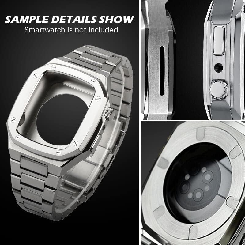 ערכת שינוי יוקרה של CNHKAU עבור Apple Watch Case Band 45 ממ 41 ממ/40 ממ 44 ממ Mod Metal Watch Case