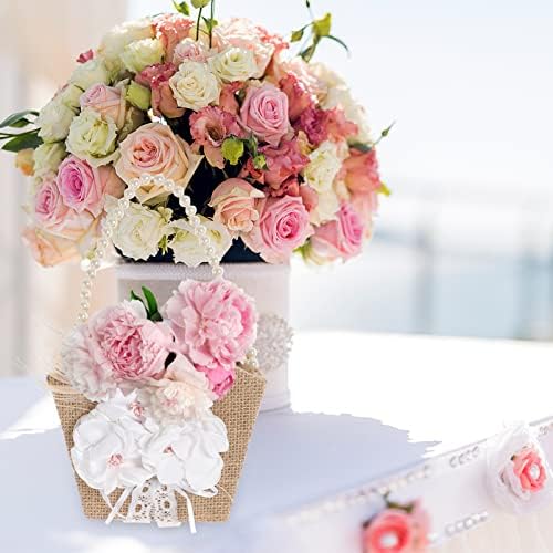 עבאודם סל מכולות פשתן פרח ילדה בציר כפרי פרח עם לבן פרח סוכריות סלי לחתונה טקס חג מסיבת שושבינה נייד פרח מתנה