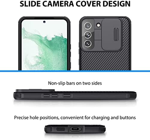 מארז Galaxy S22 עם כיסוי מצלמה, S22 Slim Fit Dlim Polycrabonate Covertience Cover עם כיסוי מצלמה