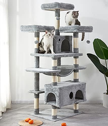 חתול מגדל, 67 סנטימטרים רב-רמת חתול עץ, גדול חתול עץ עם סיסל-מכוסה מגרד הודעות, מרופד פלטפורמה, ערסל ודירה,