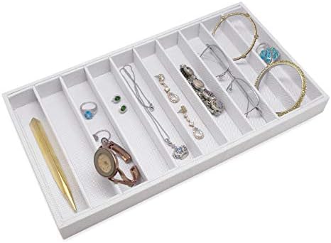 ThedisplayGuys 10 תכשיטים ותכשיטים משקפי שמש מארגן מגש הניתן לערימה למגירות או לתצוגה תצוגה