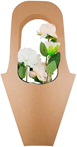 שלג 10 יח 'ידית יצירתית פרחי נייר פרחי נייר שקיות זרי זרי פרחים פרחים מציגות תיק סידור פרחים עם ידית לאריזת