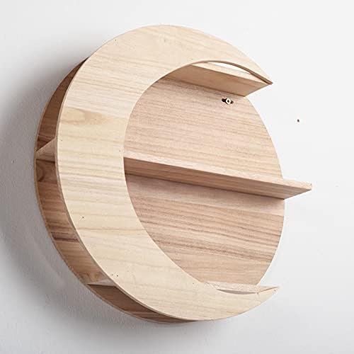 UXZDX 1 pc מעודן צורת ירח עיצוב קיר מעץ קיר מעץ אחסון מחזיק מעץ עץ מדפים תלויים עיצוב הבית תפאורה ביתית