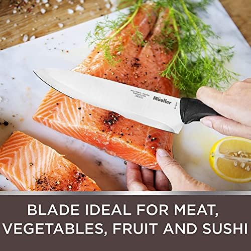 סכין שף מקצועית של מולר, סכין מטבח חד -אל חלד 8 עם ידית ארגונומית, סכין חיתוך לבשר, ירקות