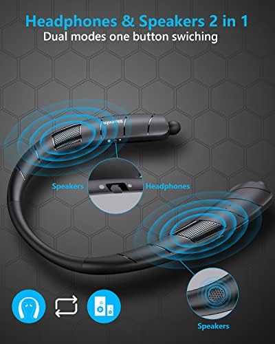 אוזניות Bluenin Bluetooth רמקול 2 ב 1, אוזניות Bluetooth בצוואר