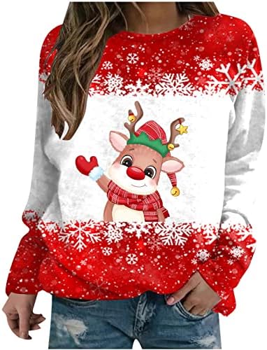 צמרות לנשים חולצת חג המולד חג המולד איילים חמוד החולצה חולצה סווטשירט סווטשירט סווטשירט רופף טוניקת חג