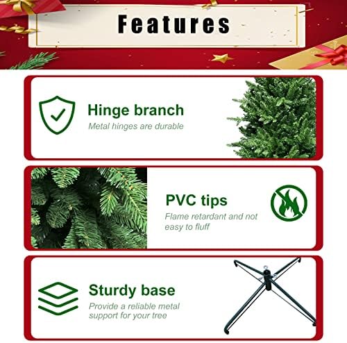 דמי שרקי 6ft עץ חג מולד מלאכותי, חג המולד פרימיום אשוחית צירים אורן PVC/PE חומר חומר עצי חומר 2121 טיפים