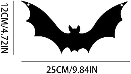 3 יחידות ליל כל הקדושים קישוטי עטלפים תלויים, עטלפי מתכת מזויפים ומפחידים שחורים מפחידים ריאליסטיים תלויים