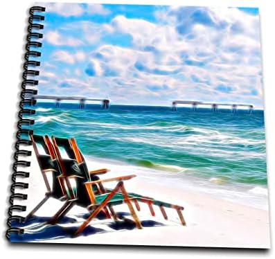 כיסאות חוף 3 של חוף על החוף עם תמונת מזח של אור חדור. - ציור ספרים