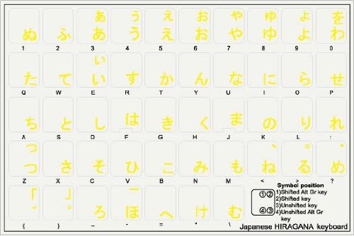 4 מקלדת יפני היראגאנה מקלדת מדבקות עם צהוב אותיות על שקוף רקע