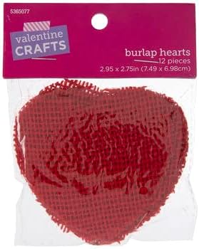 לבבות יוטה - חתיכות עיצוב מיני עם עיצוב של ולנטיין בצורת לב - 12 ספירה