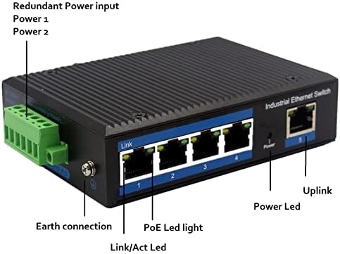 מתג Ethernet תעשייתי מחוספס עם 5-יציאה, 10/100/1000 מגהביט לשנייה מתג תוסת והפעלה מתג רשת, IP40 הגנה, DC12V-52V