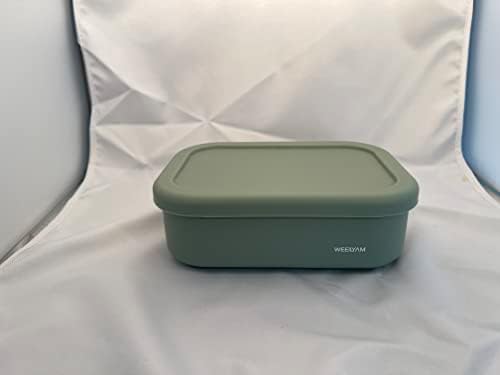 Weeilyam, זית ירוק 3-תאים סיליקון קופסת בנטו קופסה גמישה מיכל עיצוב אטום דליפות לארוחת צהריים וארוחות בדרכים