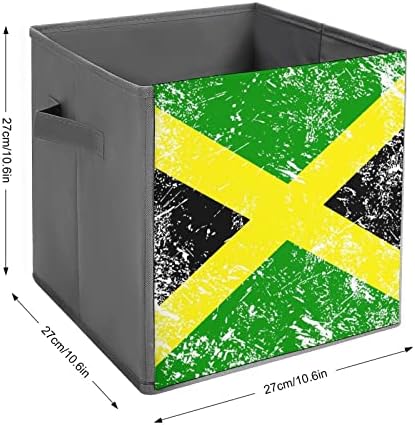 דגל רטרו רטרו ג'מייקני פחי אחסון מתקפלים יסודות קוביות אחסון בדים קופסאות מארגנים עם ידיות