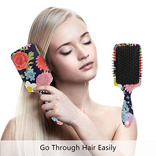 מברשת שיער של כרית אוויר של VIPSK, פרחים צבעוניים צבעוניים מפלסטיק, עיסוי טוב מתאים ומברשת שיער מתנתקת