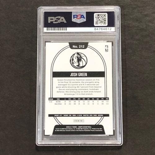 2020-21 Panini NBA Hoops 212 Josh Green Card חתום Auto PSA Slabbed RC Maveric - Hockey Slabped