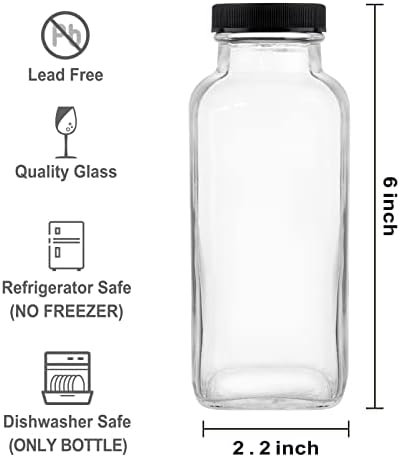 הינגווה בקבוקי שתייה מזכוכית 12 עוז, סט של 20 בקבוקי מים מזכוכית וינטג 'עם מכסים, נהדר לאחסון מיצים, חלב, משקאות,