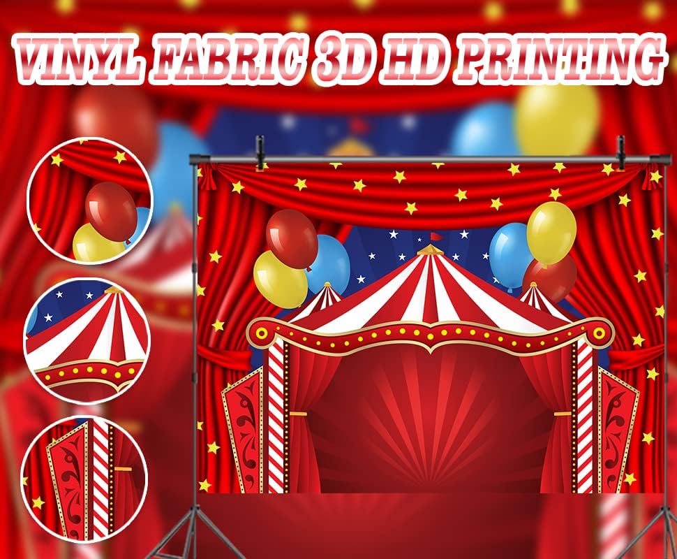 סנוון קרקס קרנבל נושא רקע אדום וילון כוכבים מסיבת יום הולדת צילום רקע יילוד תינוק מקלחת יום הולדת עוגת