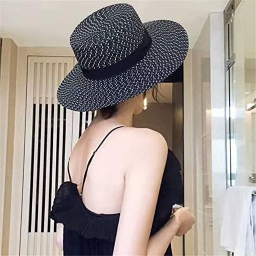 לרכוש שחור לבן פסים קשת קיץ שמש כובע יפה נשים קש חוף כובע גדול שוליים כובע