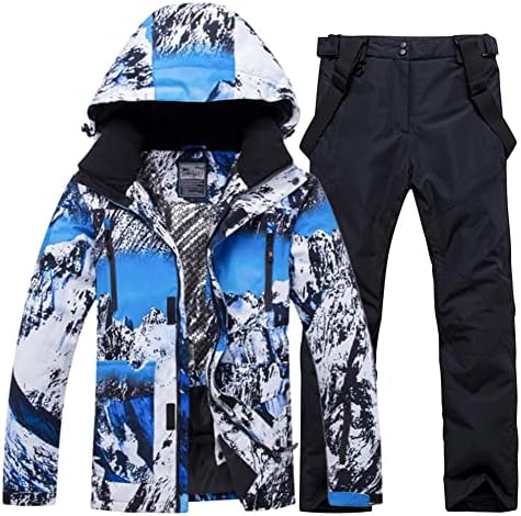 חליפת סקי לגברים של Yeefine חליפות שלג אטום למים ז'קט סנובורד שני חלקים ומכנסיים קבעו חליפת