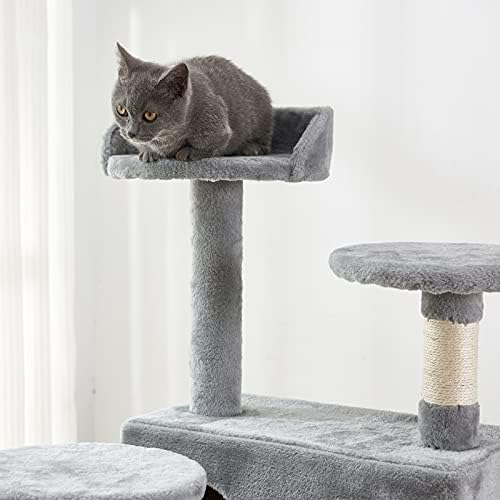 חתול עץ, 52.76 סנטימטרים חתול מגדל עם סיסל מגרד לוח, חתול עץ לחתולים מקורה עם מרופד פלטפורמה, 2 יוקרה דירות,