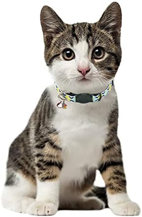 בדלני חתול צווארון עם פעמון, מוזיבה בטוח חתלתול צווארון קיטי שרשרת לכלבים קטנים גור חתלתול ילדה ילד מתכוונן אורך
