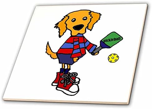 3 ורוד מצחיק חמוד גולדן רטריבר כלב משחק פיקבול ספורט קריקטורה-אריחים