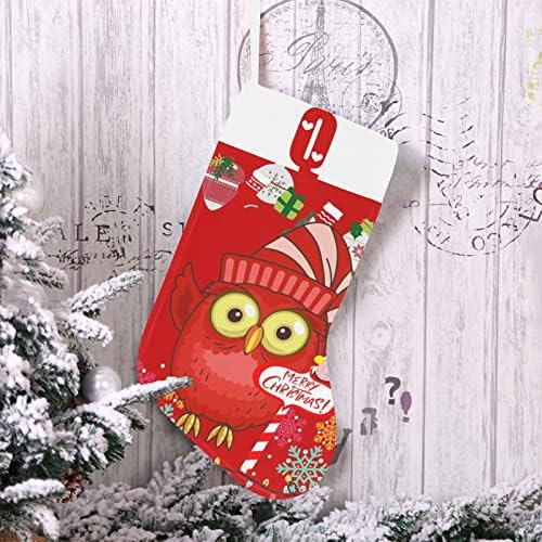 מונוגרמה סנטה ינשוף גרב חג המולד עם מכתב Q ולב 18 אינץ 'אדום ולבן גדול