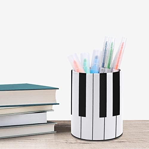פסנתר פסנתר מוזיקלי עגול עור PU מחזיק עט שולחן מארגן אחסון מיכל עיפרון מברשת מברשת מספריים