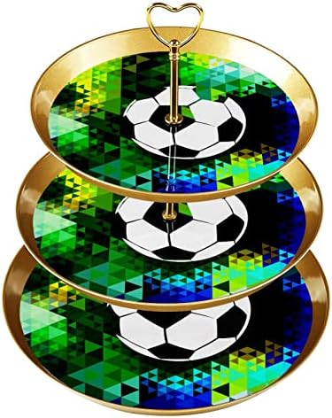 3 דוכן קאפקייקס שכבה עם מוט זהב מוט פלסטיק מגד מגדל קינוחים צבעוני תקציר כדורגל מופע