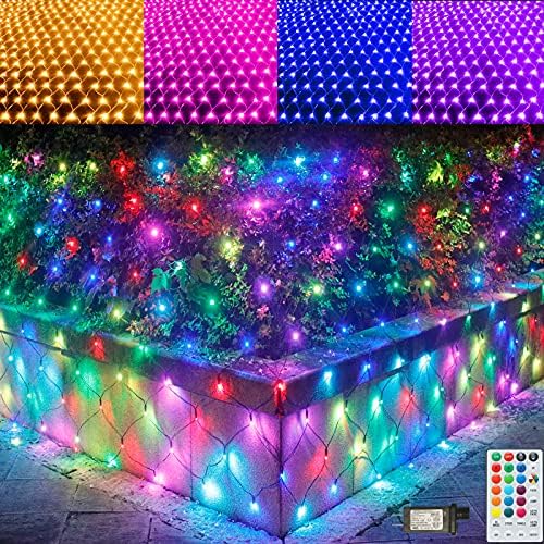 אורות רשת RGB, אורות רשת LED חיצוניים מחליפים צבע, 14.8x4.9ft 240 LED לחג המולד קישוטי אור, תקע ניתן לחיבור