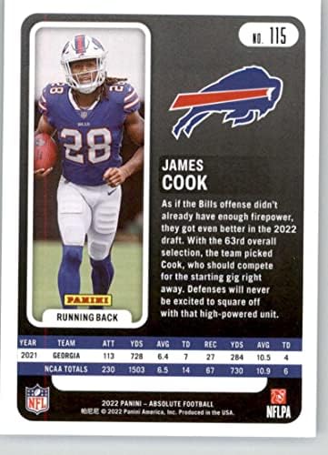 2022 Panini Absolute 115 James Cook NM-MT RC Rookie Buffalo Bills כרטיס מסחר בכדורגל NFL