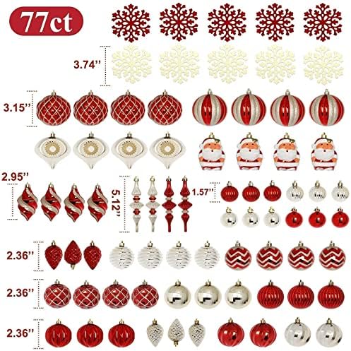 צרור קישוט לחג המולד: עץ חג המולד של עיפרון טינסל מכסף + 77CT קישוטים לחג המולד