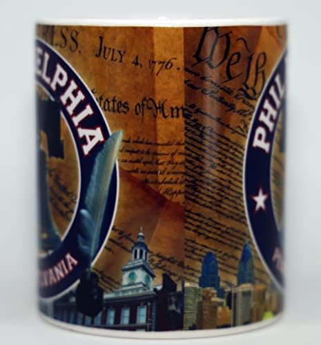 עולם על ידי Shotglass Philadelphia Pennsylvania צהוב חירות פעמון ספל קפה 11 גרם