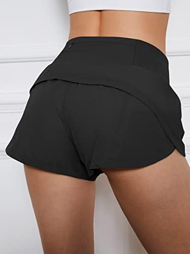 אוטומט נשים ספורט גבוהה מותן מכנסי ריצה אימון מכנסיים קצרים פעיל מזדמן כושר מכנסיים קצרים עם