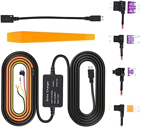 ערכת Dash Cam Camerwire, מיני USB ערכת חוט קשה נתיך עבור DashCam, 12V-30V עד 5V מכונית מקף מטען מטען כבל חשמל,